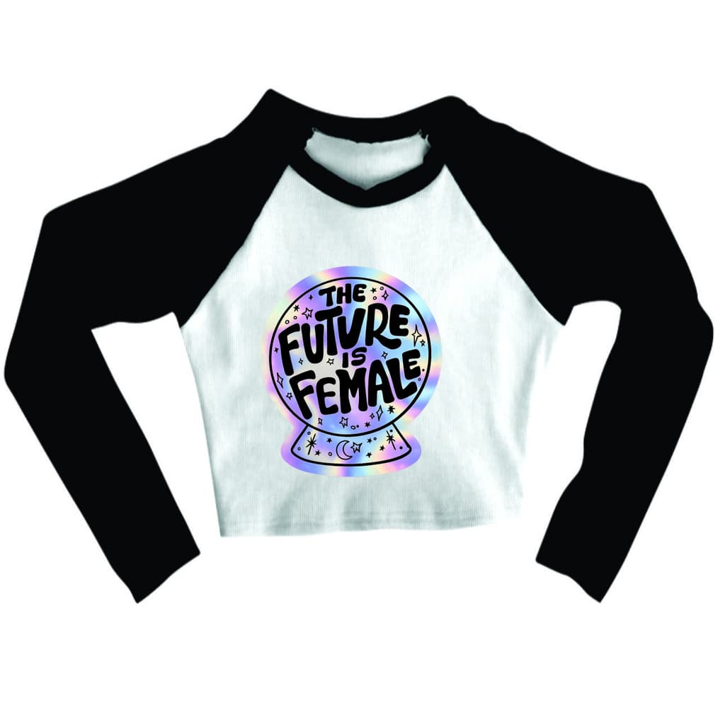 Cropped Raglan inverno Feminino Tumblr blogueira O futuro é feminino feminina manga longa