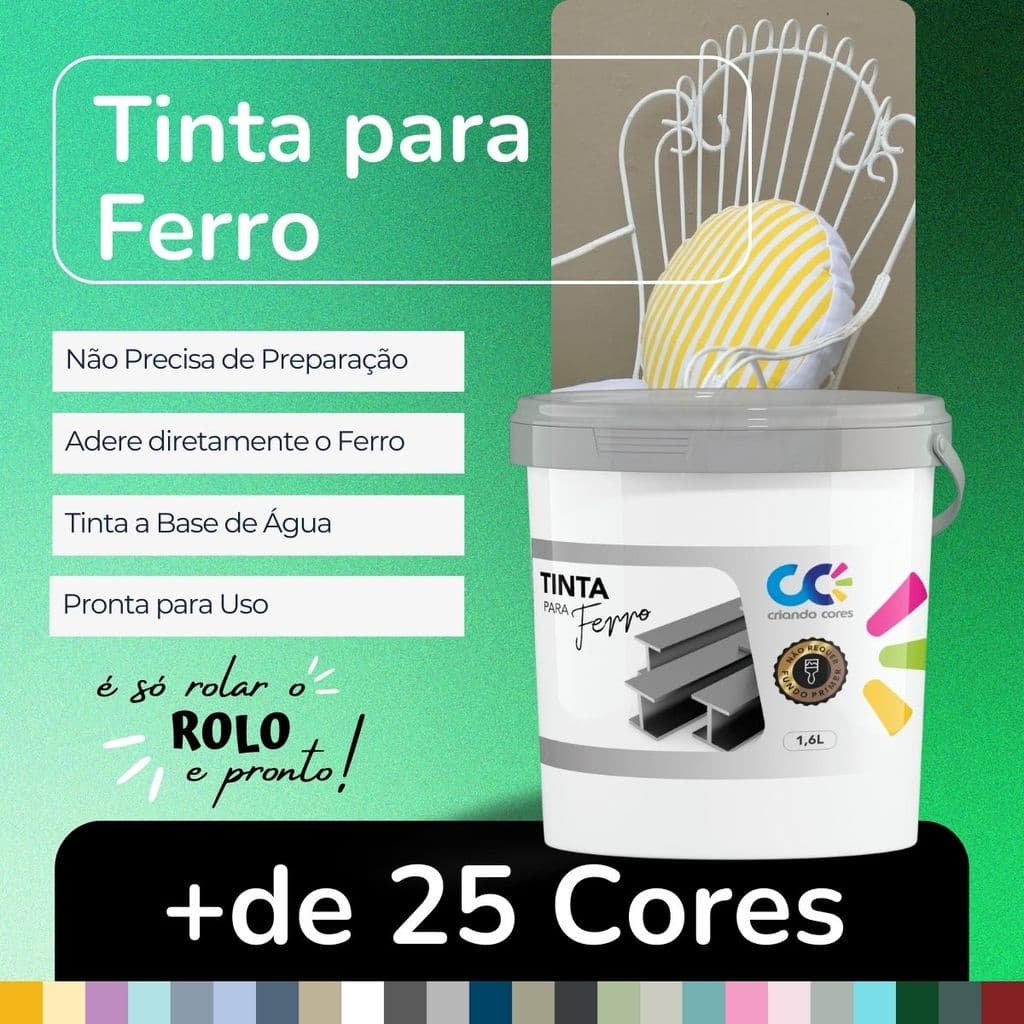 Tinta para Ferro 1,6Kg VÁRIAS CORES Alta Resistência para Portões Grades Toldos Portas e Superfícies Metálicas