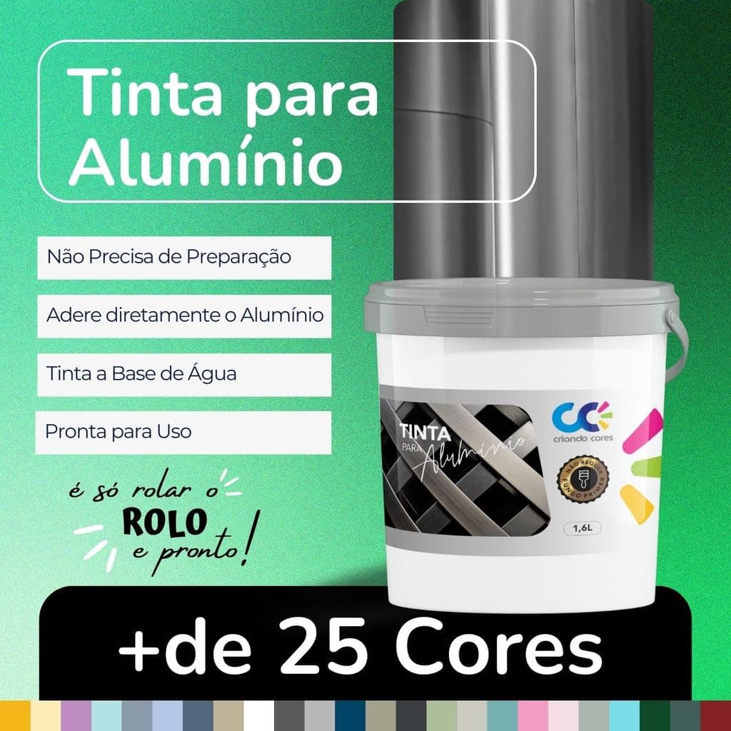 Tinta para Alumínio 1,6Kg VÁRIAS CORES Alta Cobertura Sem Necessidade de Primer para Portão Porta Grade Super Resistente