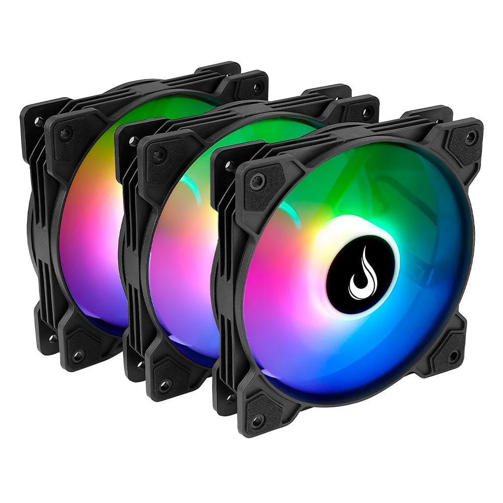 Kit Cooler Gabinete Rise Mode X C/ 3x Fans 120mm 1200 RPM ARGB - RM-XLD-01-ARGB