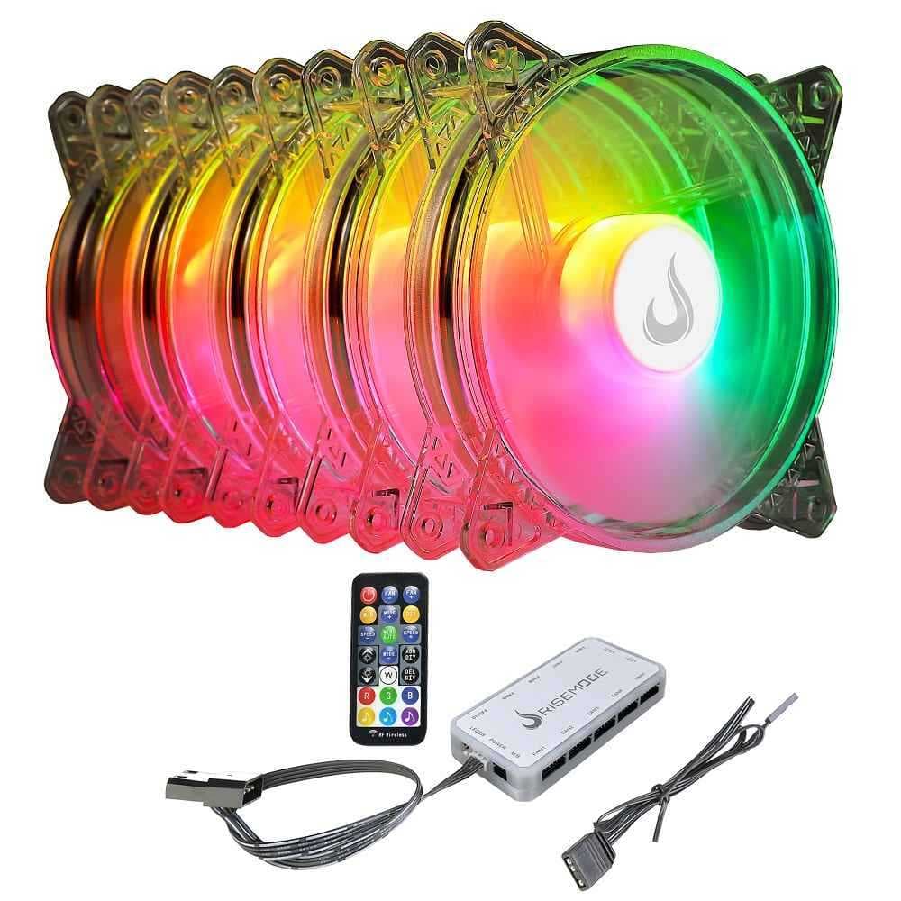 Kit x5 Cooler Gabinete Rise Mode Crystal Sound 120mm 1650 RPM ARGB - RM-CS-02-ARGB