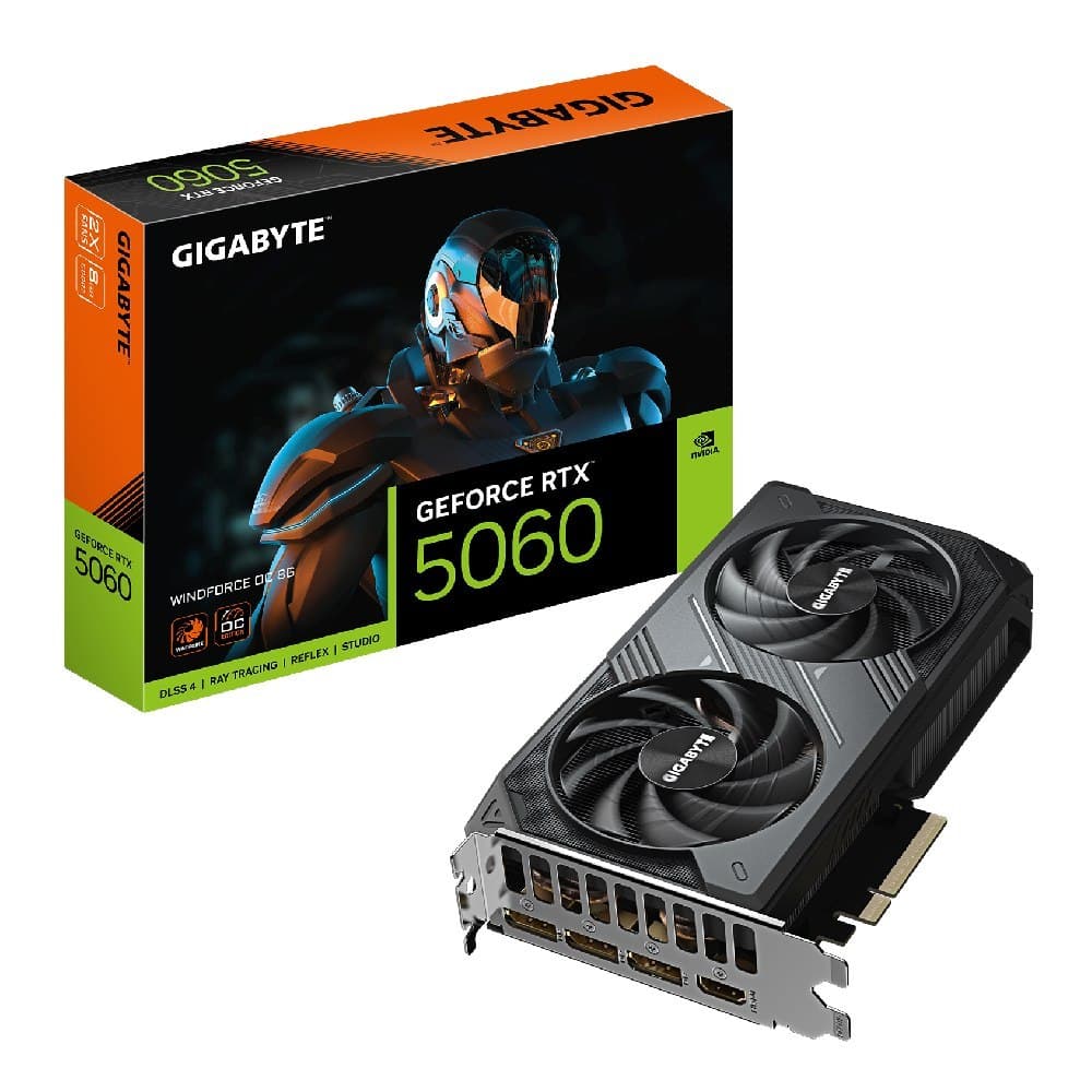 Placa de Vídeo Gigabyte RTX 5060 WindForce OC 8GB GDDR7 128bits - GV-N5060WF2OC-8GD
