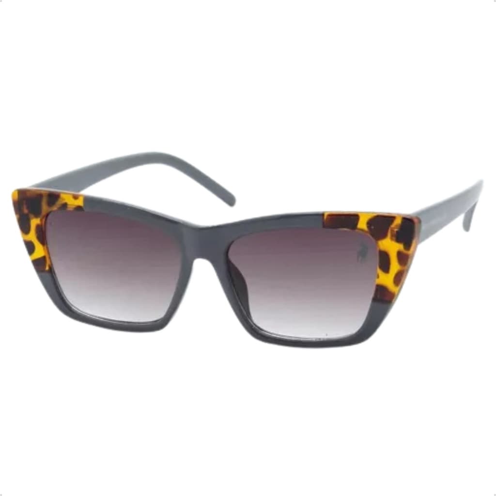 Óculos Solar Feminino Cat Eye Vintage Polo London Club Lente Larga 66mm Com Case Couro
