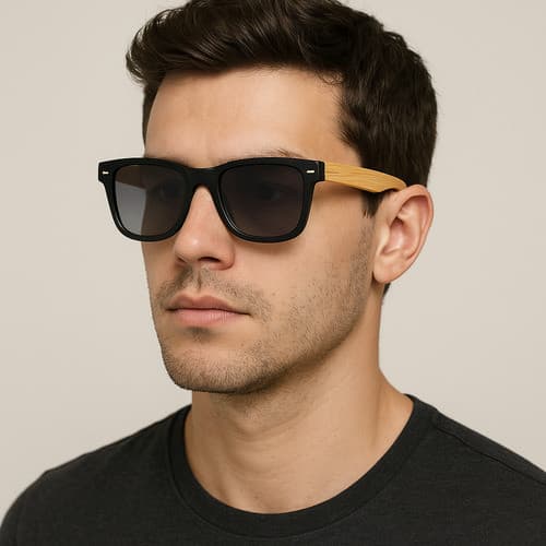 Óculos De Sol Polo London Club Haste Madeira Wood Acetato Premium Retro Quadrado Proteção UV400