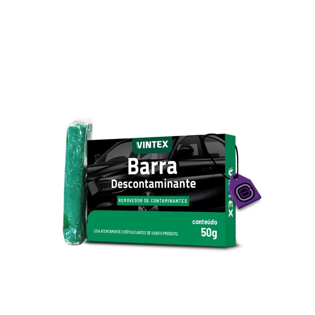 Barra CLAY BAR descontaminante VINTEX 50g - Descontaminação de pintura, abrasividade média.