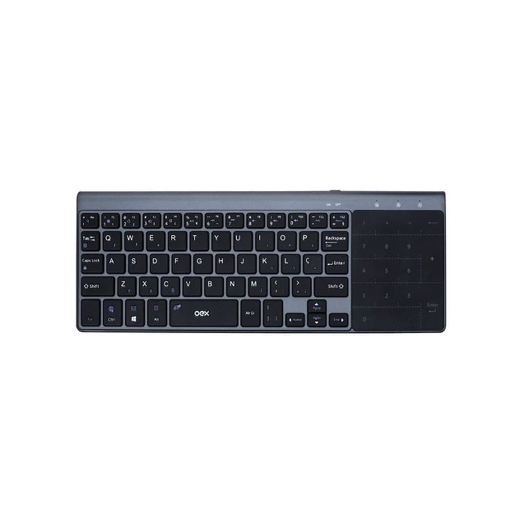 Mini Teclado Bluetooth Oex Tc503 Premium Touchpad Chumbo