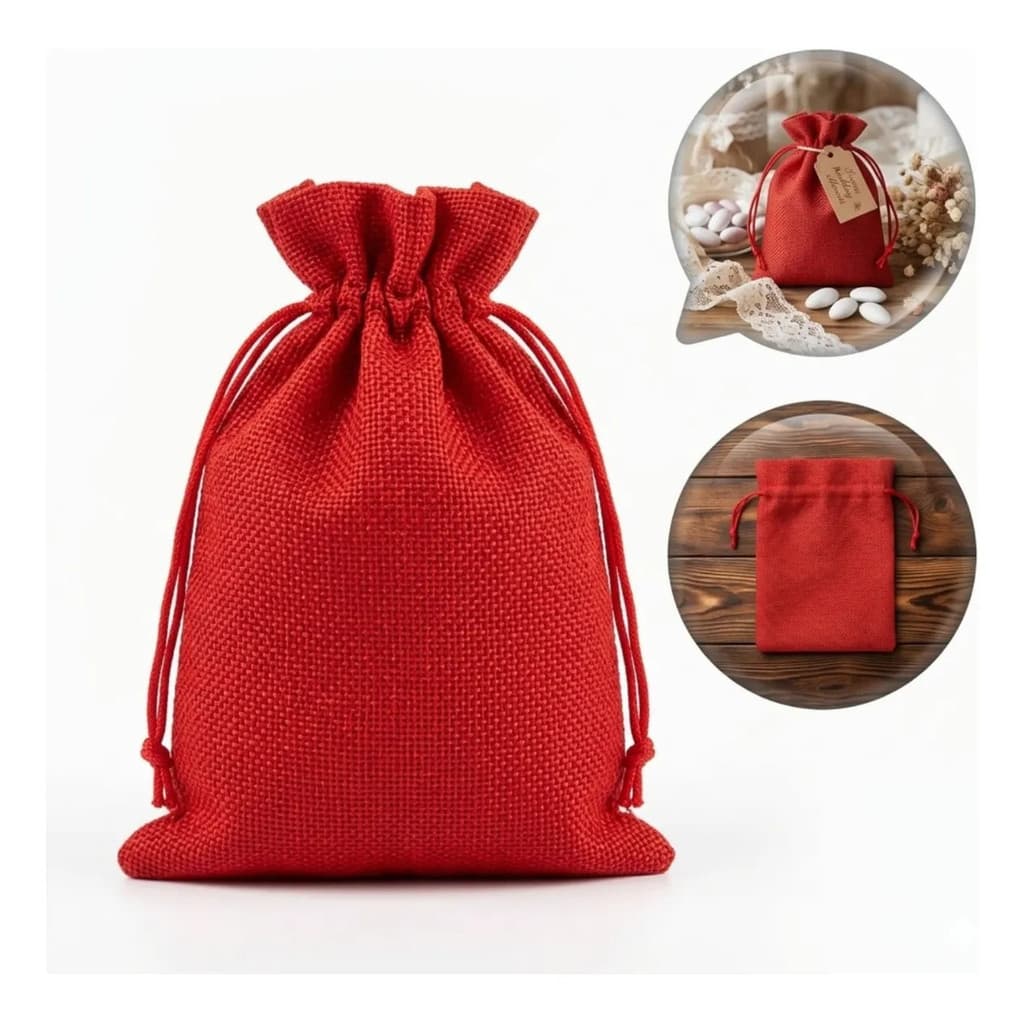 SACO DE JUTA 9X12 com 10 Unidades MC-0864 Vermelho
