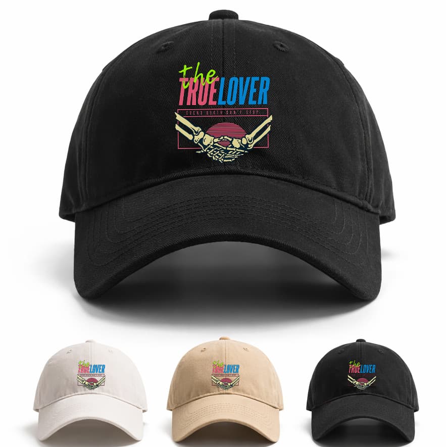 Boné Aba Curva The True Lover Mãos Esqueleto Amor Moda Urbana Qualidade Masculino Feminino Ajustável