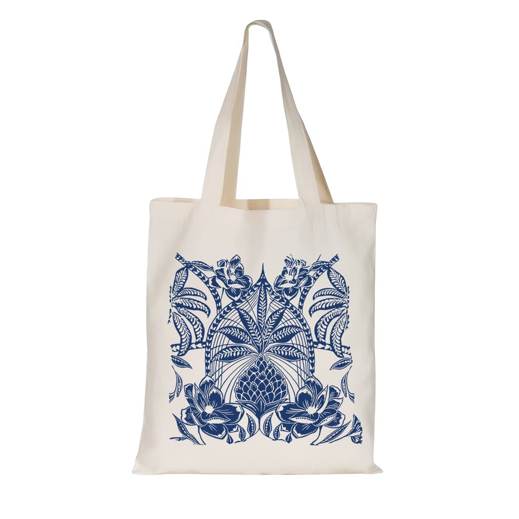 Ecobag Bolsa Sacola Retornável Ecológica Reutilizavel Com Alça Flores Azuis Coqueiro