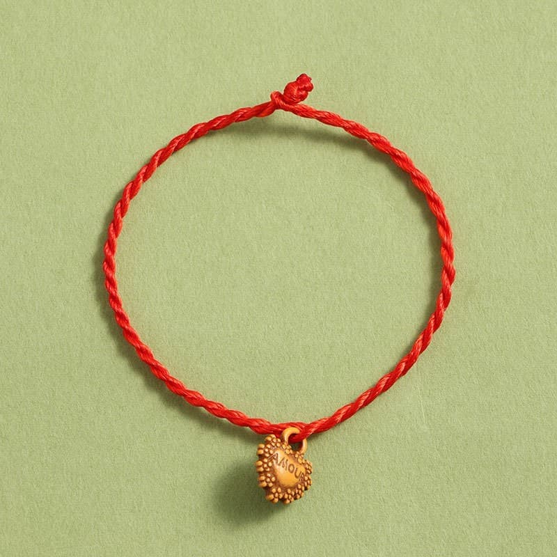 Pulseiras De Corda Vermelha Feitas À Mão Em Liquidação | Amuletos De Madeira E Designs De Contas Para Presentes