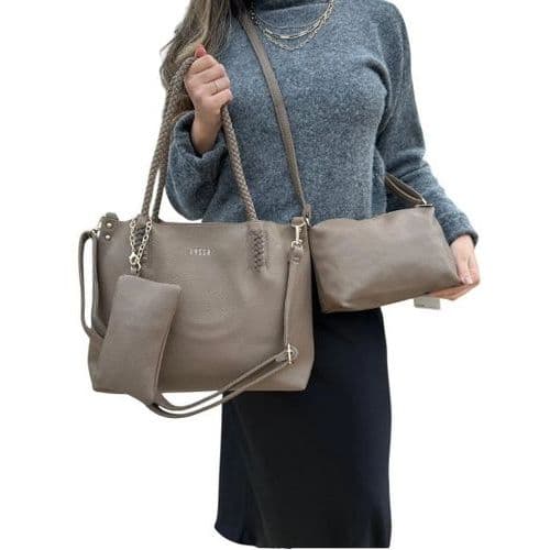 Kit 3 Peças Bolsa Feminina Estilo Tote - Caqui Original Envio Imediato – LYSSA