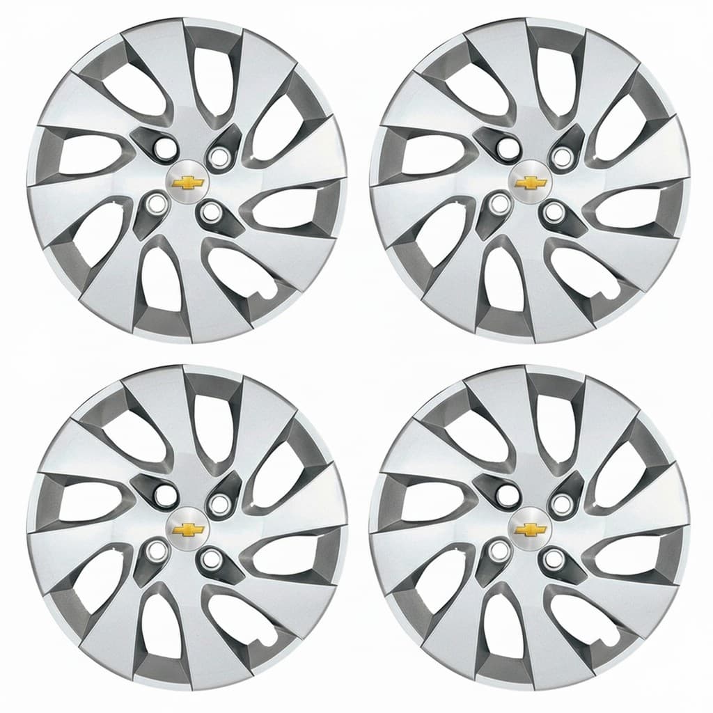 Jogo 4 Calotas Gm Chevrolet Todos Aro 13 Prata Emblema Preto
