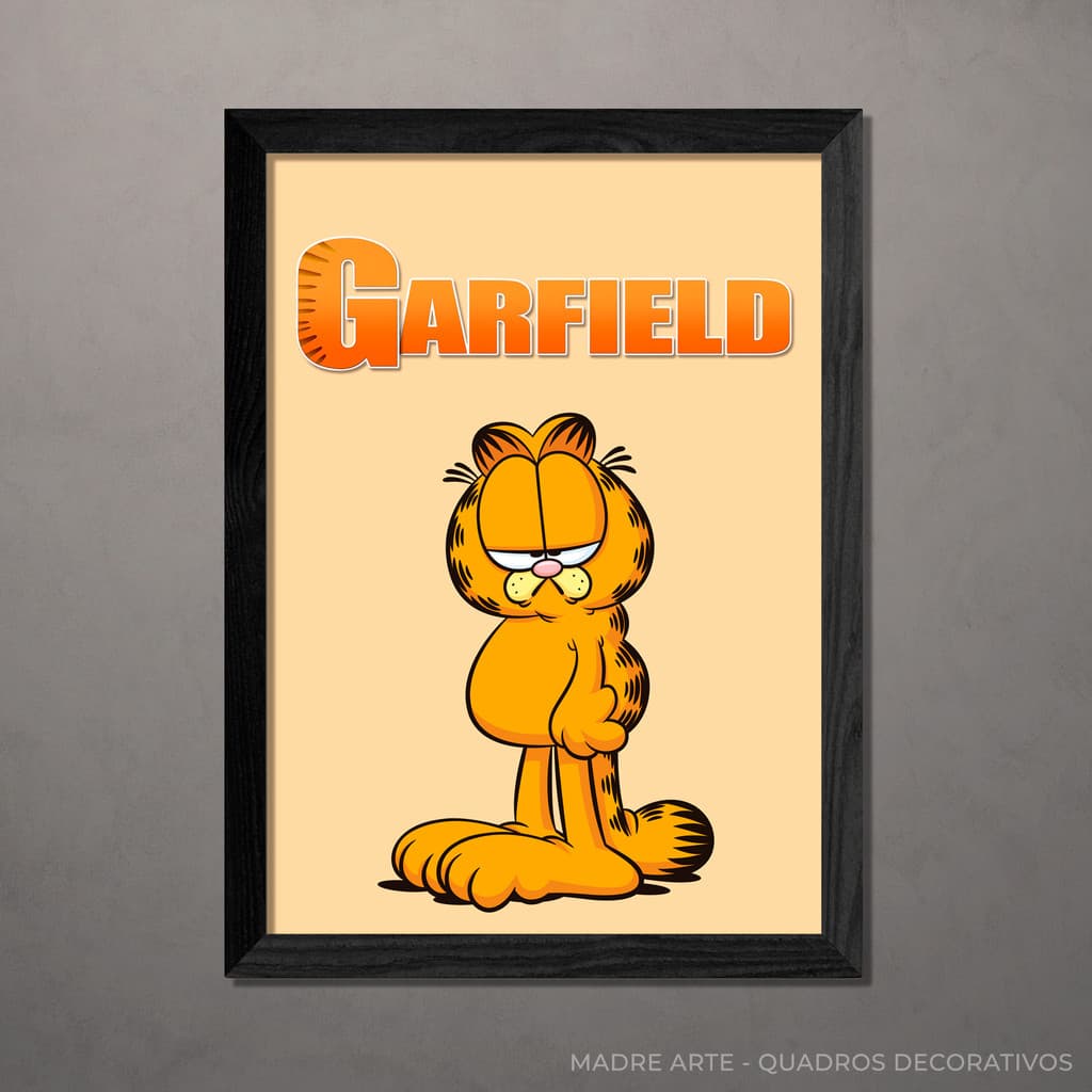Quadro Decorativo Garfield A4 Com Vidro