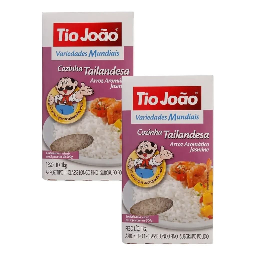 Kit C/2 Arroz Jasmine Cozinha Tailandesa Tio João 1kg Comida