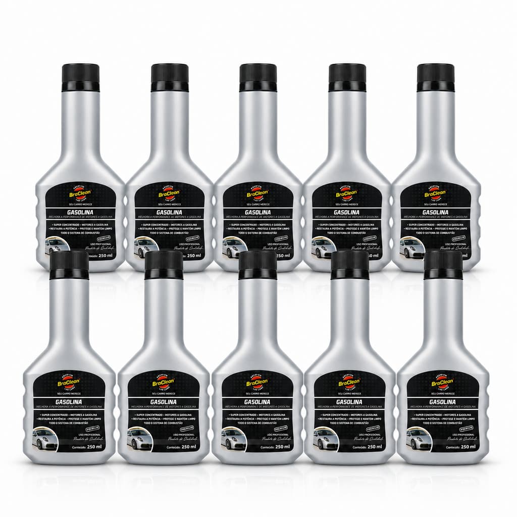 Aditivo Combustível Gasolina BraClean 250ml Kit 10 Unidades Para Carro Moto Cuidado Do Motor