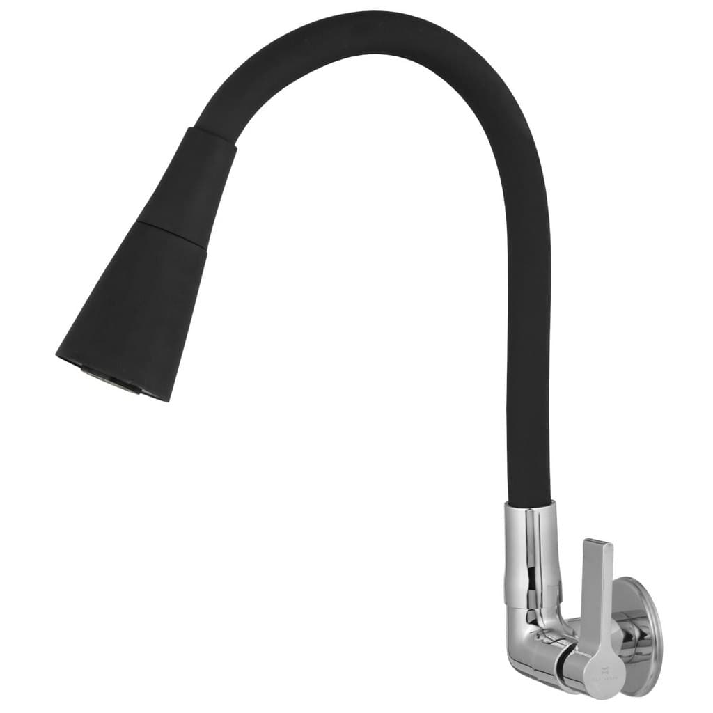 Torneira Cozinha Parede Fit Dupla Funcao Preta 5/8 Vedacao Nao Compressivel 1/4 Volta