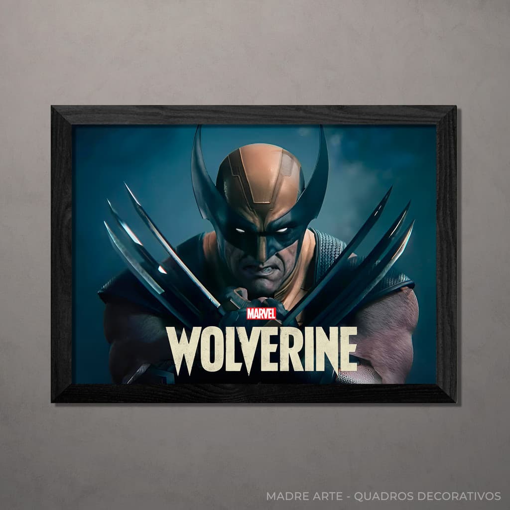Quadro Decorativo Wolverine Marvel A4 Com Vidro