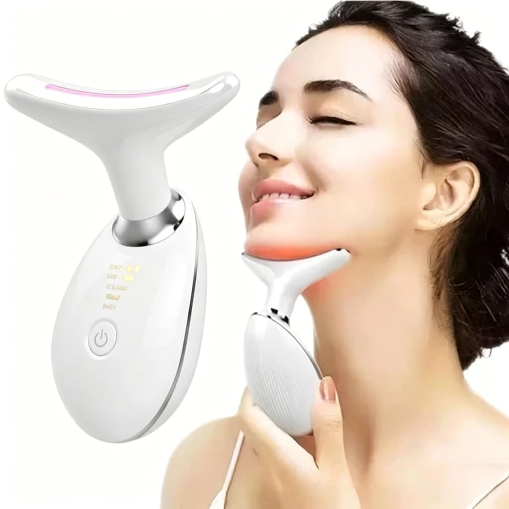 Aparelho Massageador Facial LED 7 Cores com Modos Recarregável Anti Rugas para Cuidados Diários