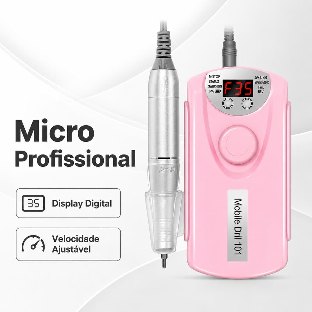 Lixadeira Portátil Motor 35.000 RPM Para Manicure, Pedicure e Cutilagem