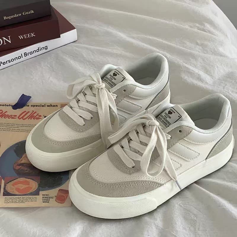 Sapatos de lona de sola grossa para mulheres primavera e outono novo nicho original retro all-match