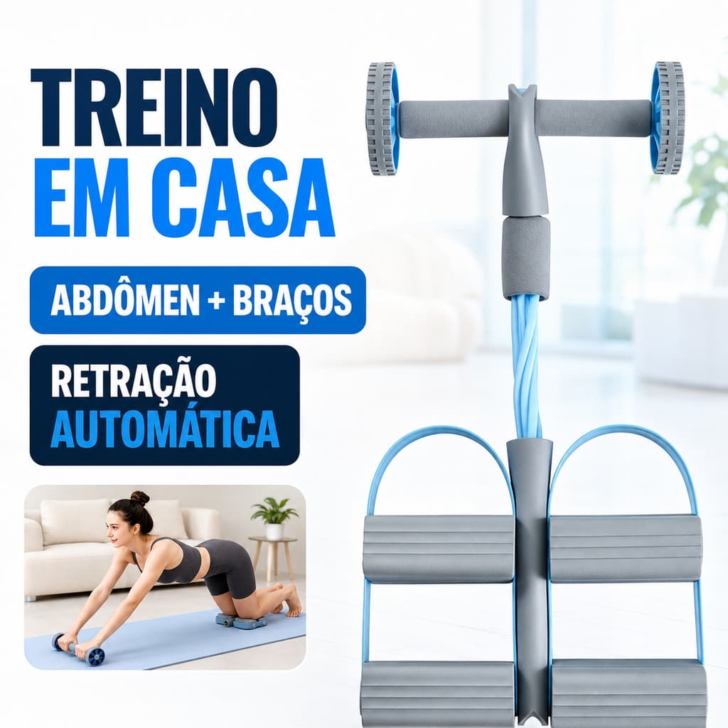 Aparelho Exercício Abdominal com Pedal Elástico Extensor Para Abdômen Braços Pernas e Glúteos