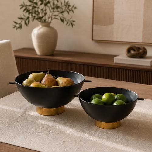 Kit 2 Bowl Aluminio Golden Preto D=20 H=11