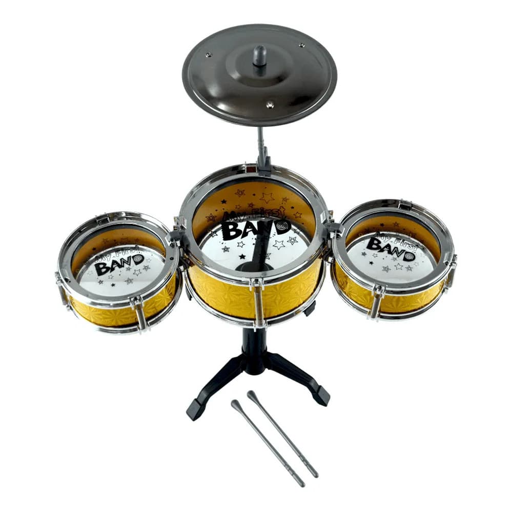 Bateria Infantil Jazz Drum Musical Com Baquetas Marrom-escuro