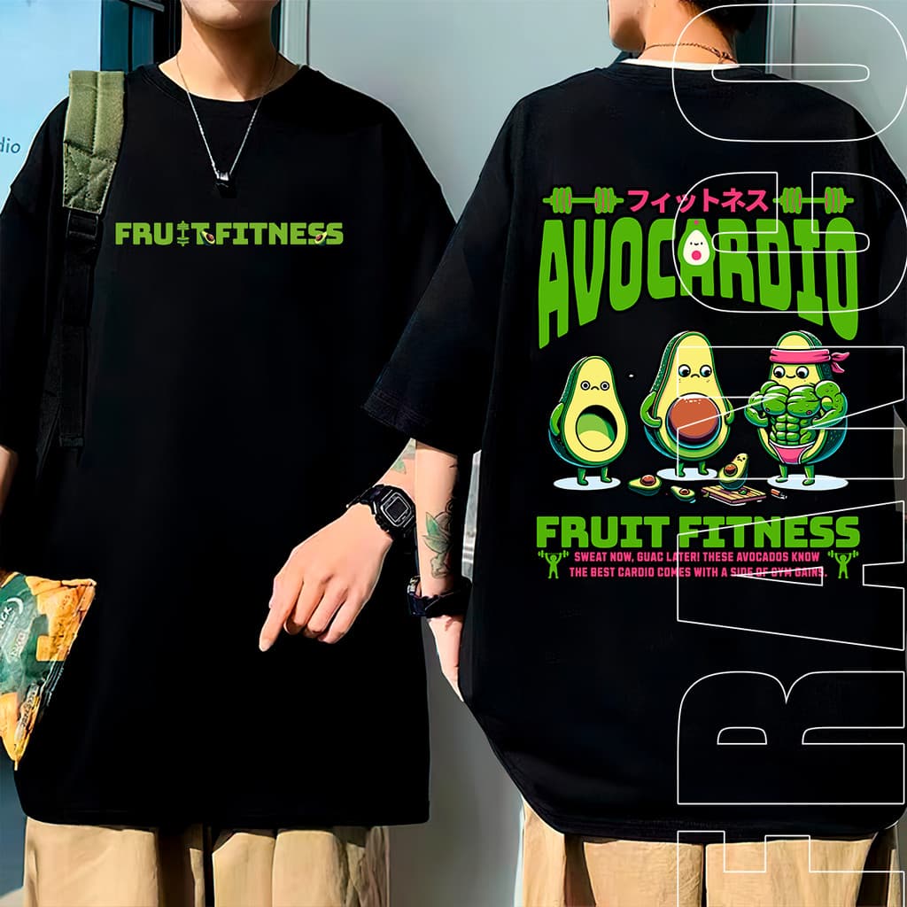 Camiseta Oversized Gym Meme Avocardio Musculação Camisa Unissex 100% Algodão Premium