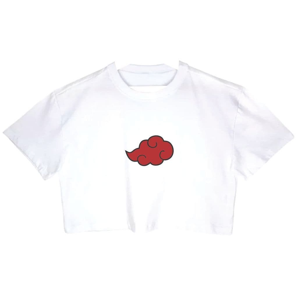 Cropped Feminino blogueira Cropped Raglan Feminino nuvem vermelha naruto akatsuki feminina curta
