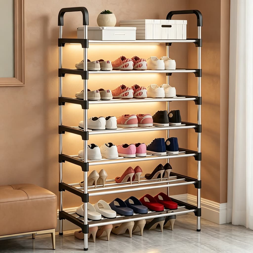 Sapateira Vertical 7 Andares Multiuso | Organizador Compacto Para Sapatos, Tênis E Sandálias
