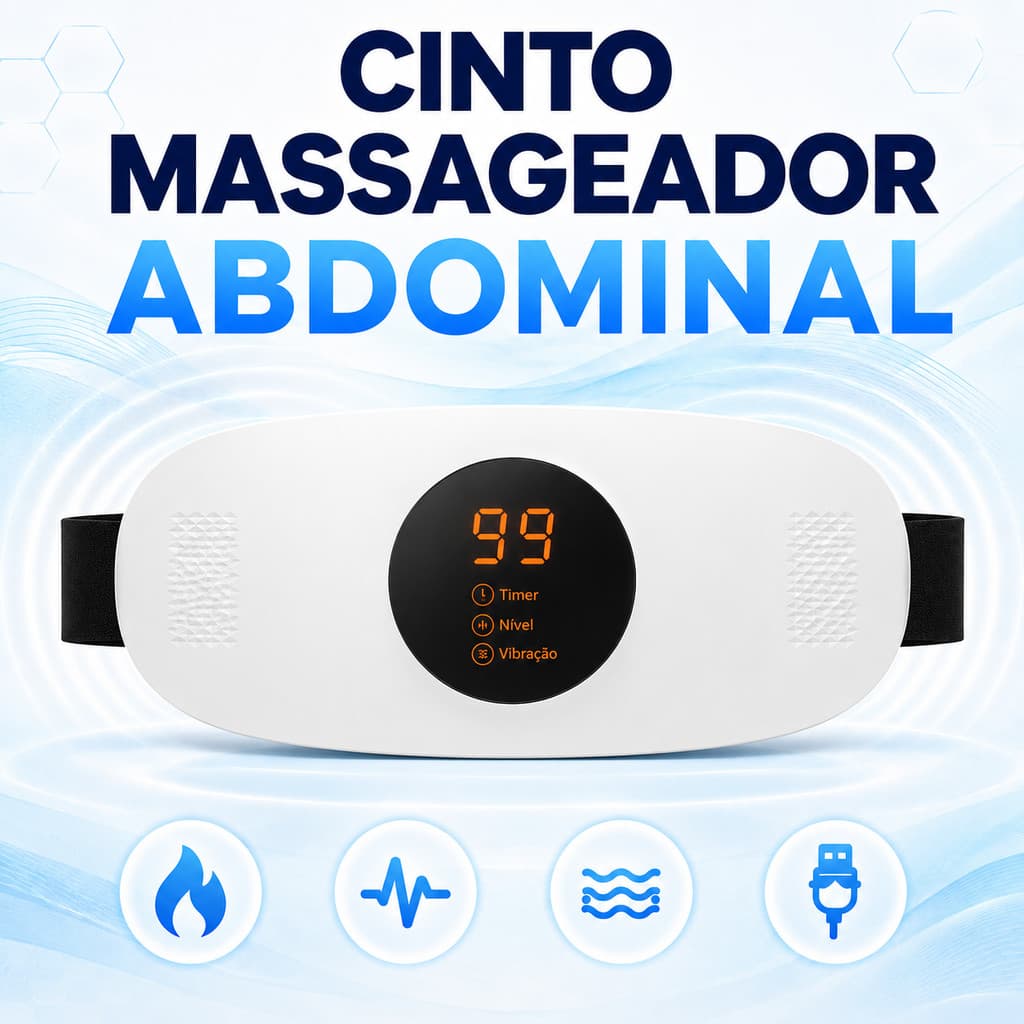 Cinto Abdominal Massageador com Terapia de Calor e EMS para Relaxamento Muscular Diário