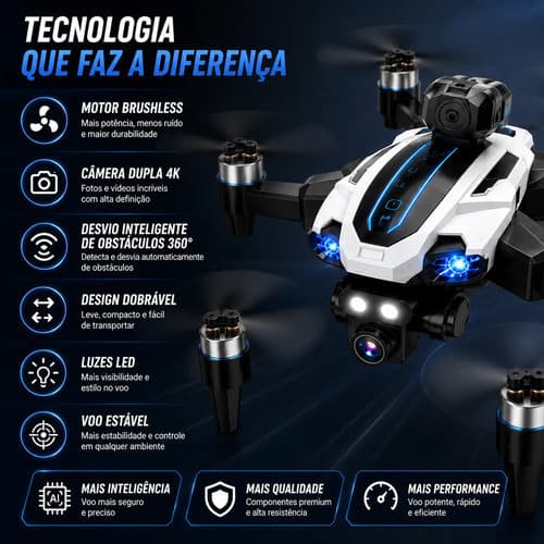 Drone com Câmera Dupla 4K Wi-Fi 2 Baterias e Maleta