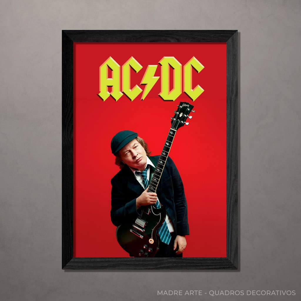 Quadro Decorativo AC DC - Angus A4 Com Vidro