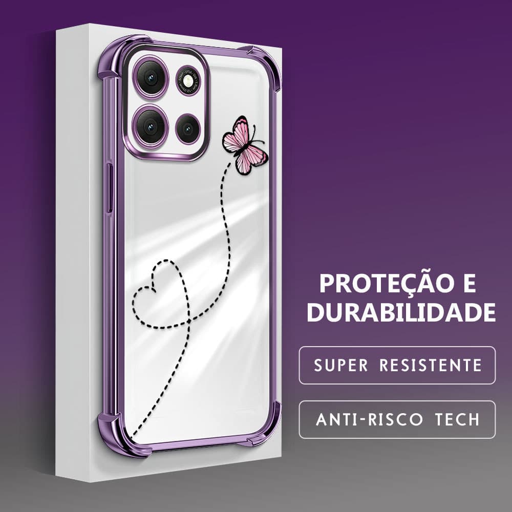 Capinha Anti-Queda Transparente Para Motorola Moto G86 5G Capa De Celular Macia Borboleta FS0924