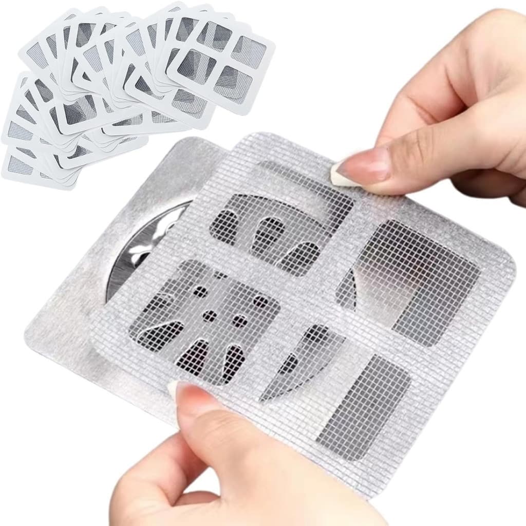 Kit 10 Tela Protetora De Ralo Adesiva Descartavel Anti Entupimento E Anti Insetos Pratico
