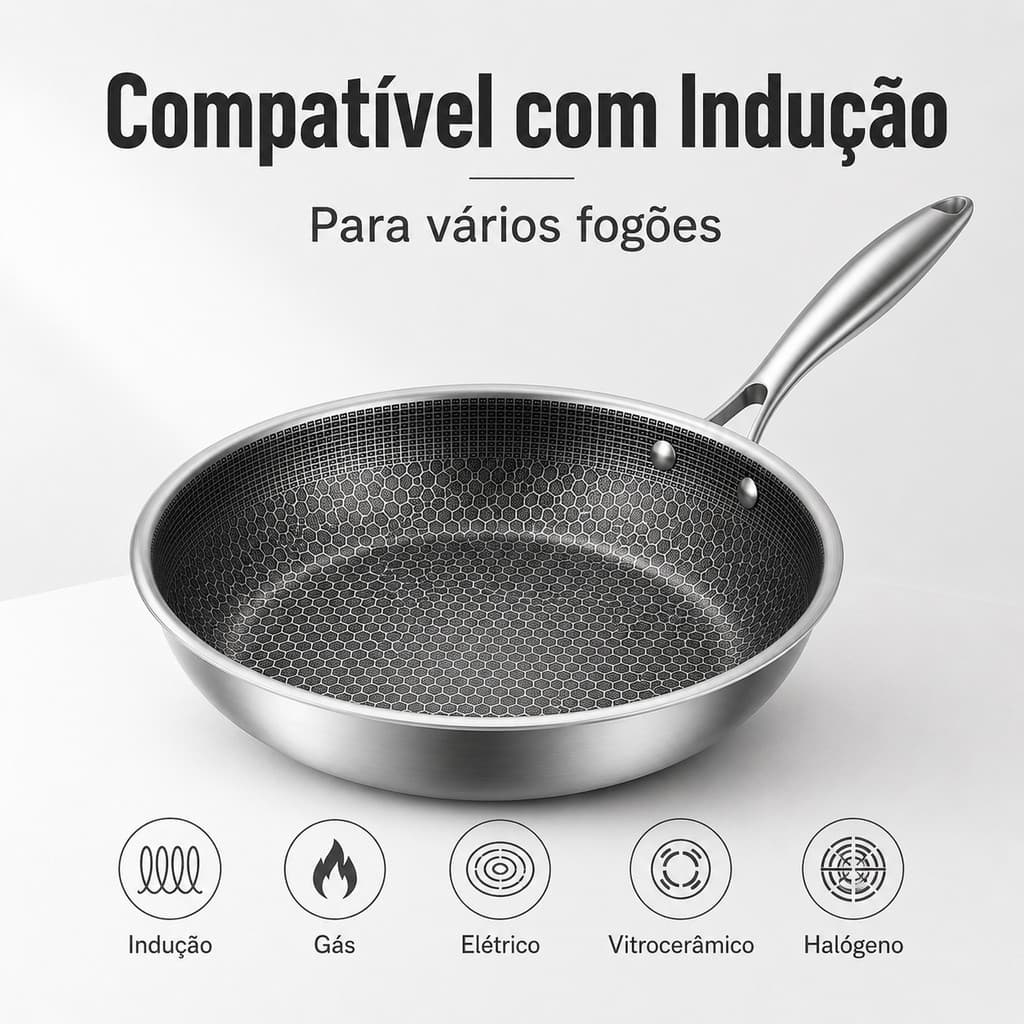 Frigideira Antiaderente 26cm Alta Resistência para Fogão de Indução