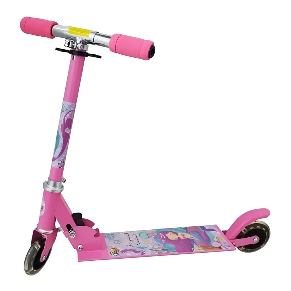 Patinete Infantil 2 Rodas Dobrável Luz Led Rosa Menina Rosa Patinete