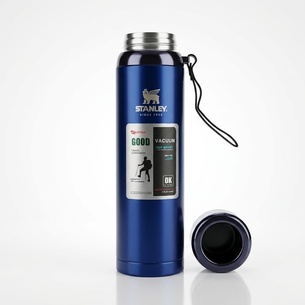 Garrafa Termica Inox 1L Com Termometro Digital Led Parede Dupla Isolamento Vacuo Frio Quente Trilhas