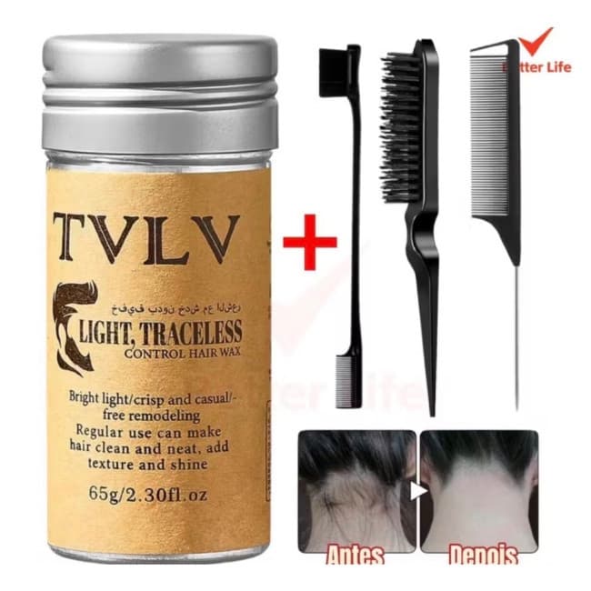 Kit Bastão de Cera para Cabelo Anti-Frizz com Pentes 65g