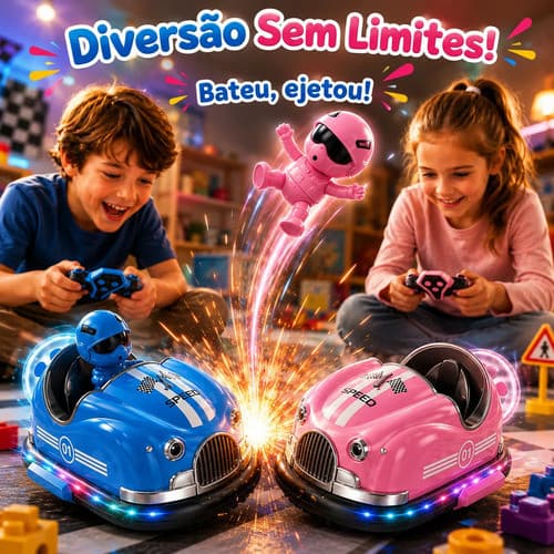 Kit 2 Carrinhos Bate-bate com Controle Remoto Luz e Ejeção