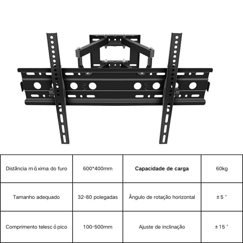 Suporte De Parede Multiarticulado Reforçado Para Tv/monitor De 32 Até 73 Polegadas Carge maxima 40KG no Pix - Serve para