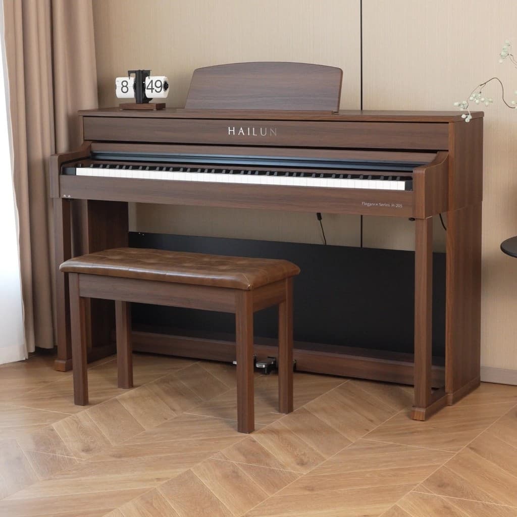 Piano Digital Bulara-Hailun H205 | Som de Concerto com Ressonância em Abeto-Classic Walnut