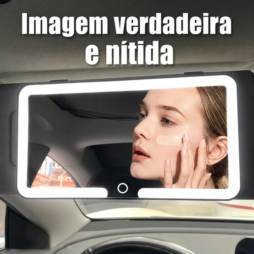 Espelho Retrovisor Carro iluminação LED,60 LEDs 3 Níveis luz,Recarregável USB,Maquiagem Viagem Carro