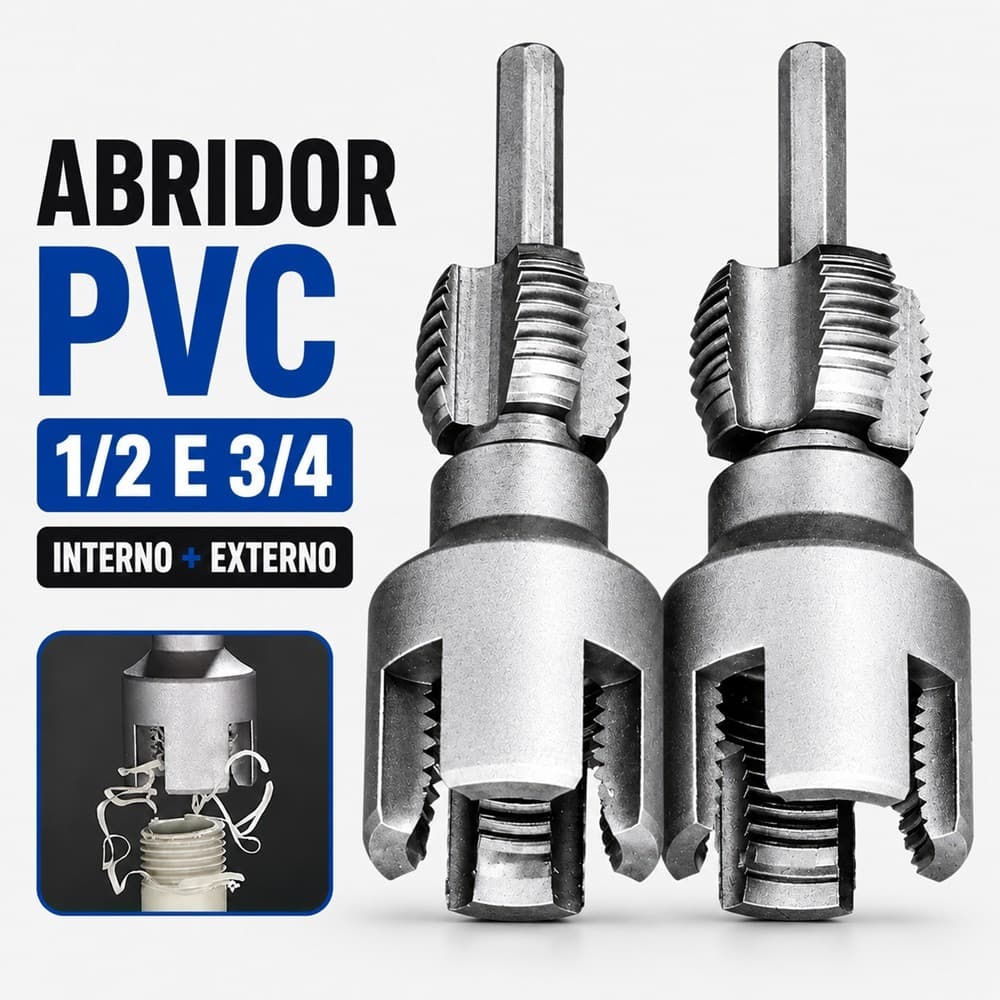 Rosqueador Interno e Externo Para Cano PVC 1/2 e 3/4 Com Encaixe Parafusadeira