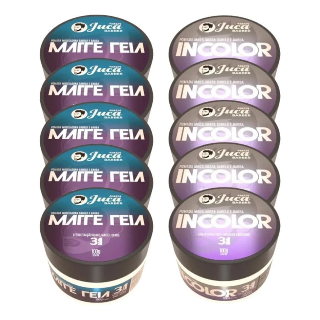 Kit 10 Ceras Modeladoras Capilares Juca 4men 100g Matte E