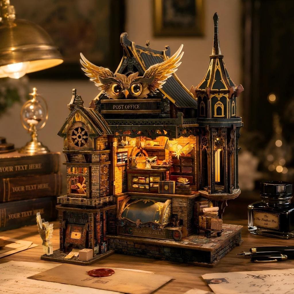 Kit De Madeira DIY Cabine Coruja Correio Modelo De Construção Em Miniatura 3D Diorama Decoração Presente Criativo