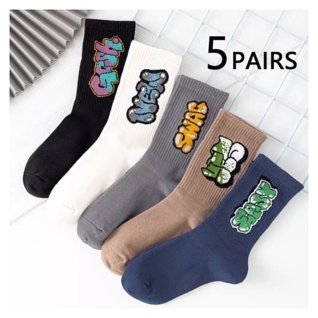 Kit 5 Pares de Meias Cano Médio Cores Sortidas 33-37