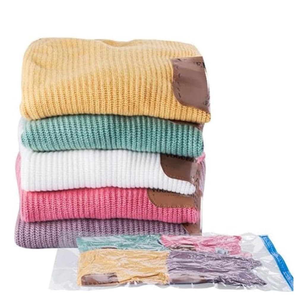 Kit 6 Saco a Vácuo Para Roupa Viagem Mala Edredon 70X100 Organizador Guarda Roupa 4.94 6 peças 60 X 80 CM