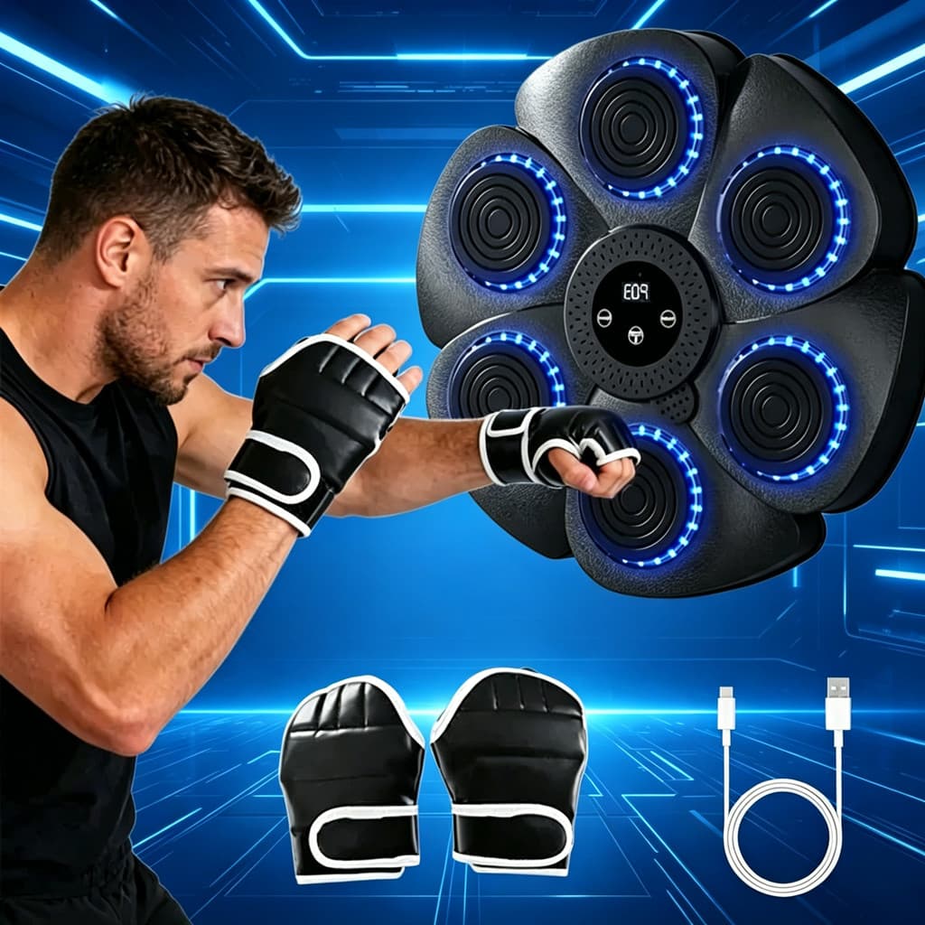 Máquina de Boxe Soco com Música Bluetooth, Painel Inteligente LED, Anti Estresse para Treino Reação em Casa Escritório