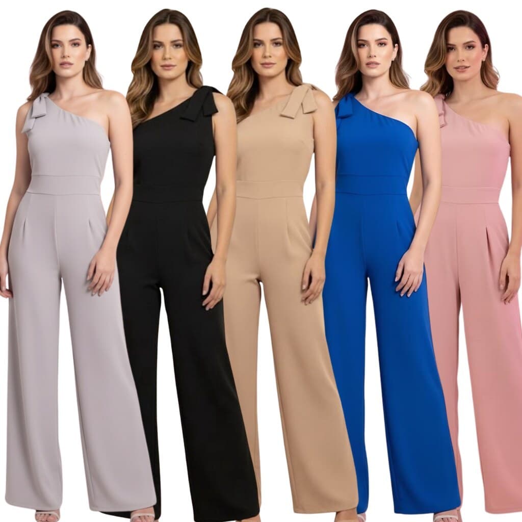 Macacão Feminino Premium Sofisticado De Um Ombro Só Cores variadas